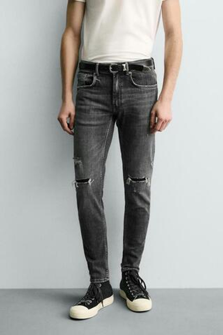 ZARA ДЖИНСЫ SKINNY FIT, СЕРЫЙ