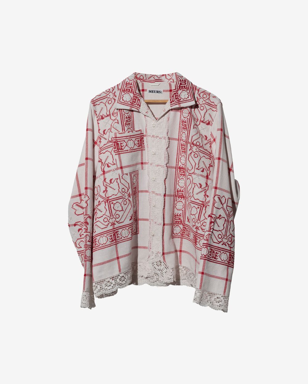 Рубашка Soeurs с Ярко-Красной Вышивкой белая