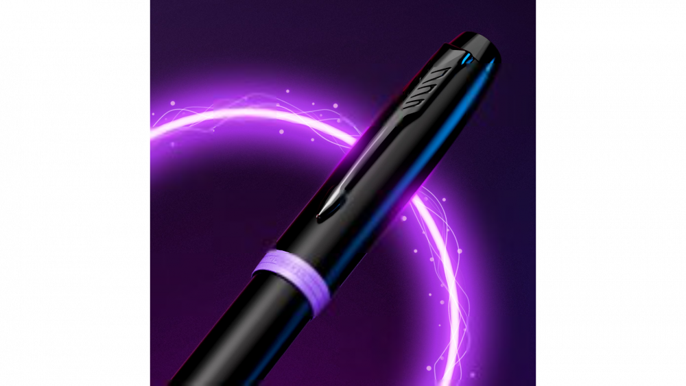 Ручка-роллер Parker IM Vibrant Rings Flame Amethyst Purple, стержень:Fblk, в подарочной упаковке.