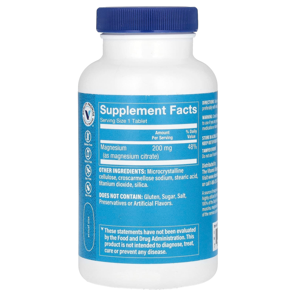 The Vitamin Shoppe, Цитрат магния, 200 мг, 100 таблеток