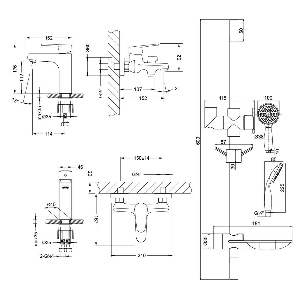 Комплект смесителей Lemark Point LM0380C "3 в 1""