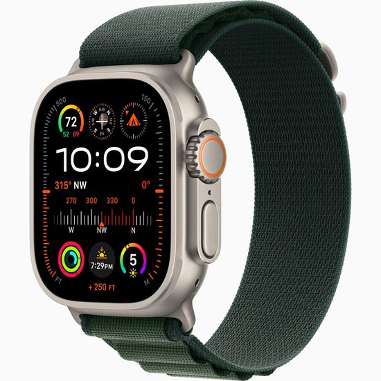 Apple Watch Ultra 2 GPS + Cellular 49mm Natural Titanium Case with Dark Green Alpine Loop