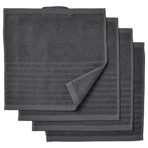 ВАГСЗОН VAGSJON Полотенце 4 шт темно-серое, 30x30 см