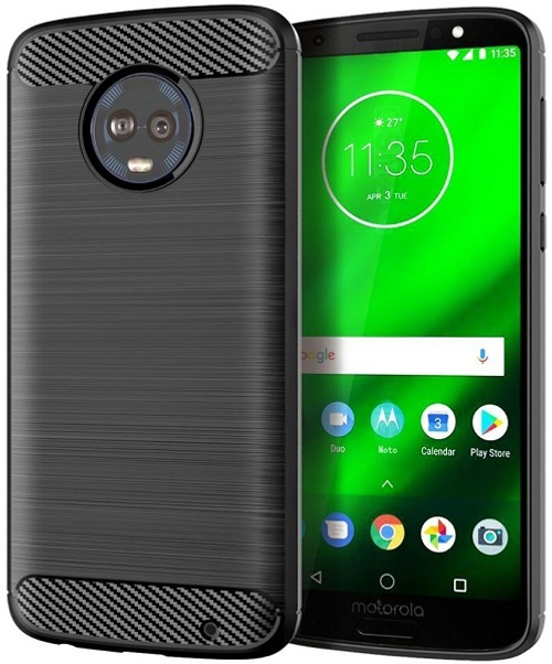 Чехол для Motorola Moto G6 Plus цвет Black (черный), серия Carbon от Caseport