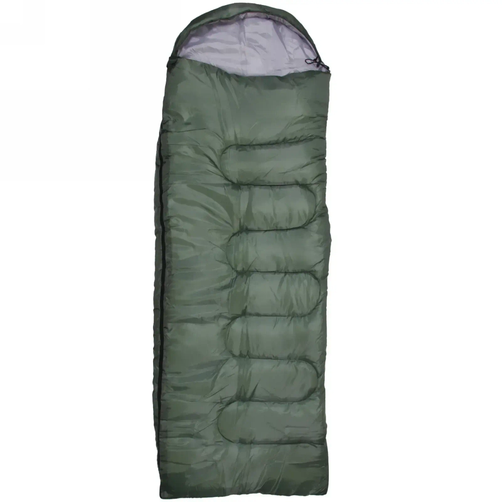 Спальник одеяло с капюшоном 210*75см 2400гр зеленый -5С