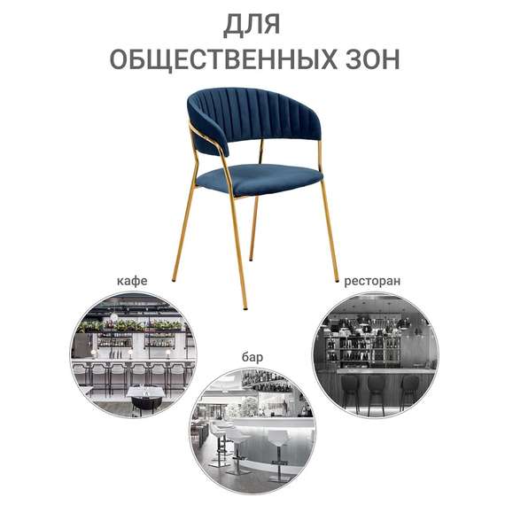 Стул Turin синий с золотыми ножками