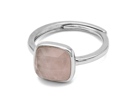 Кольцо квадратное "Розовый Кварц" 10,5мм (уценка)