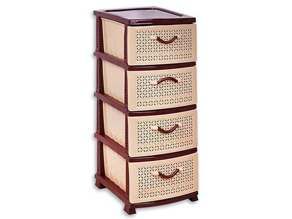 Комод 4-х секционный "Ромашка" коричневый/бежевый