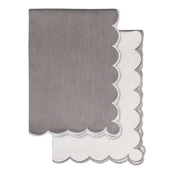 Набор кухонных полотенец с контрастным кантом серого цвета из коллекции trendy ruffles, 50х70 см