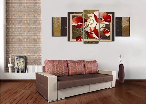 Модульная картина "Лунные маки"