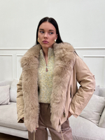 Парка Extra Lux с натуральным мехом бежевый