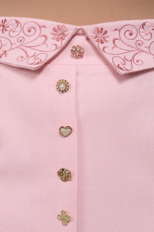 Юбка прямого кроя с декоративной отделкой, розовый