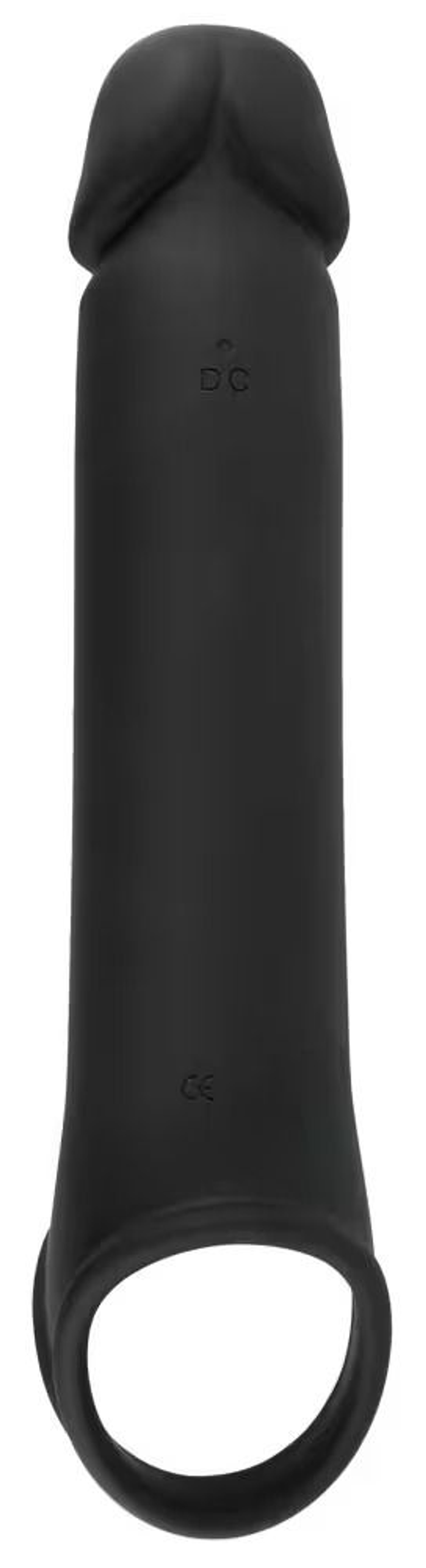 Черная вибронасадка для пениса с хомутом для мошонки и пультом ДУ Remote Controlled Penis Extension