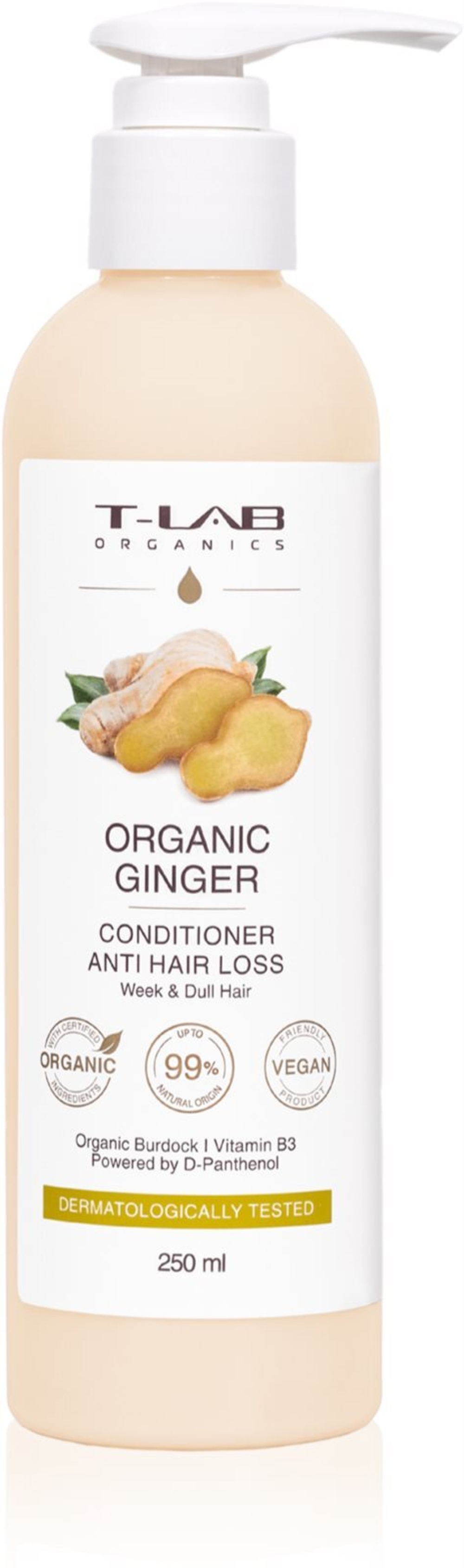 T-LAB Organics Organic Ginger Anti Hair Loss Conditioner - укрепляющий кондиционер для истонченных волос /   250  ml  / GTIN 5060466666061