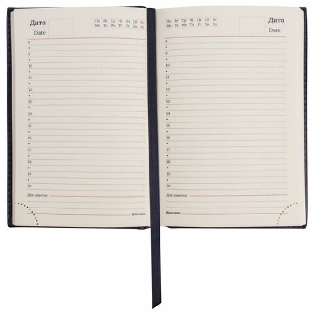Ежедневник недатированный МАЛЫЙ ФОРМАТ 100х150 мм А6 BRAUBERG "Imperial" под кожу, 160 л., темно-синий, 124984