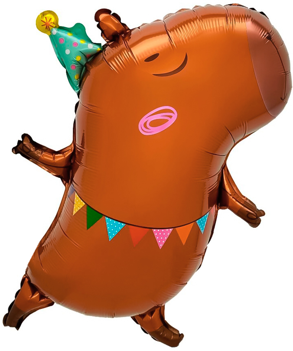 Шар (26''/66 см) Фигура, Капибара на вечеринке, 1 шт. в уп.