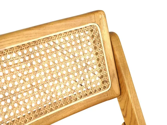 Стул Bali деревянный спинка из ротанга и льна 