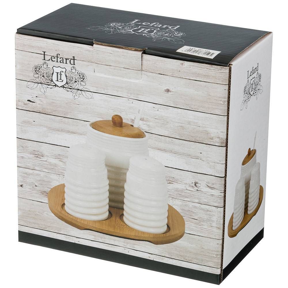 НАБОР ДЛЯ СПЕЦИЙ LEFARD "NATIVE" 2 ПР. + САХАРНИЦА 300 МЛ НА ПОДСТАВКЕ 16,5*16,5*10 СМ (КОР=12НАБ.)