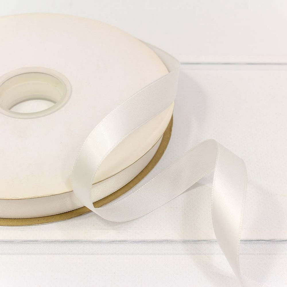 Лента Атласная 1,5см х 110м Полиэстер класс А (Белый)