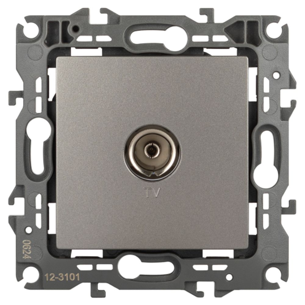 Розетка ЭРА Серия 12 12-3101-16 TV одиночная, титан | ЭРА 12 Титан