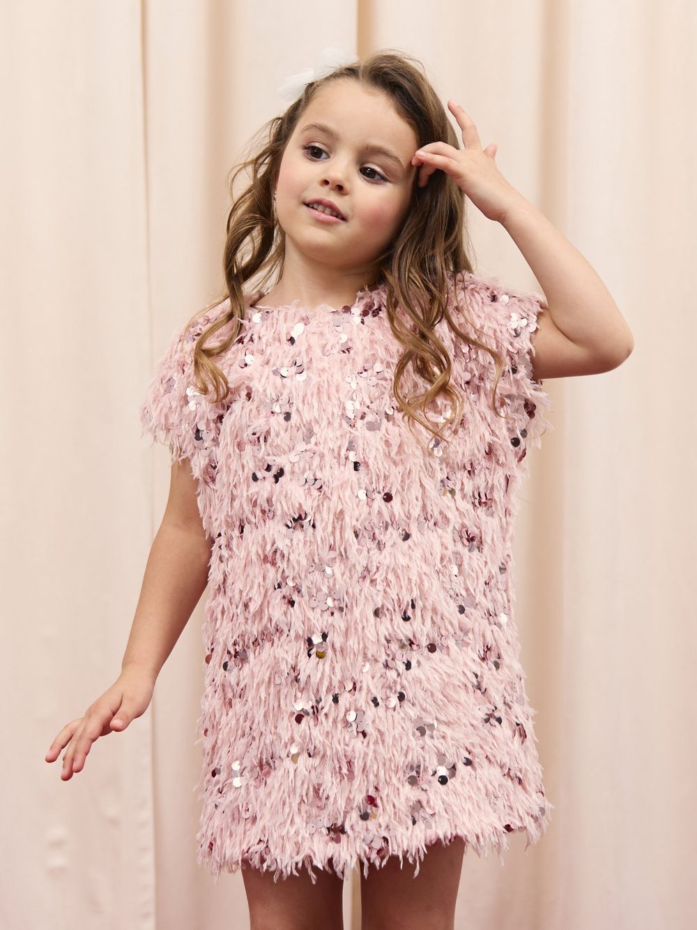 Платье с перьями "Пудра"