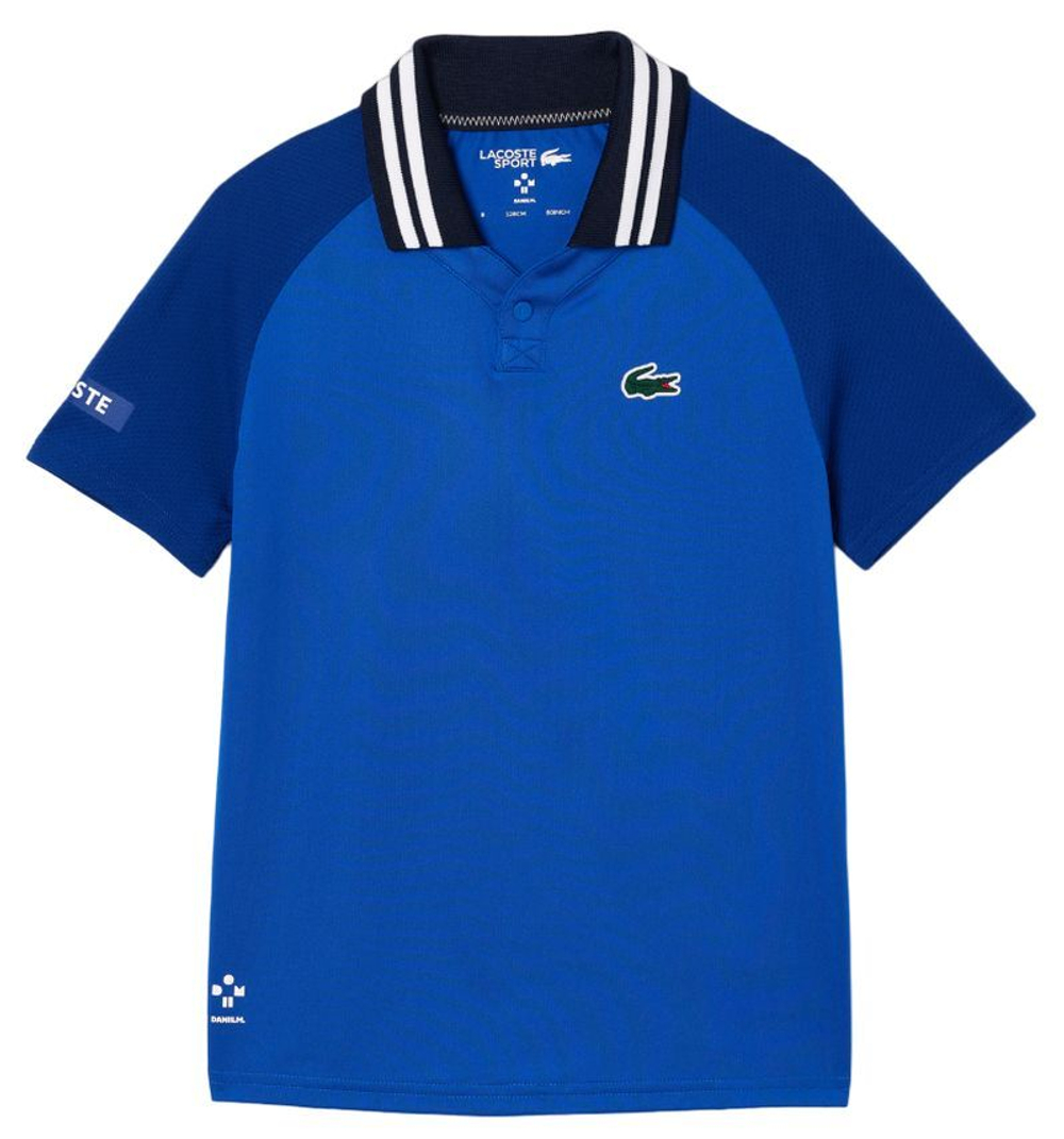 Футболка для мальчика теннисная Lacoste Sport X Daniil Medvedev Jersey Polo Shirt - blue/navy blue