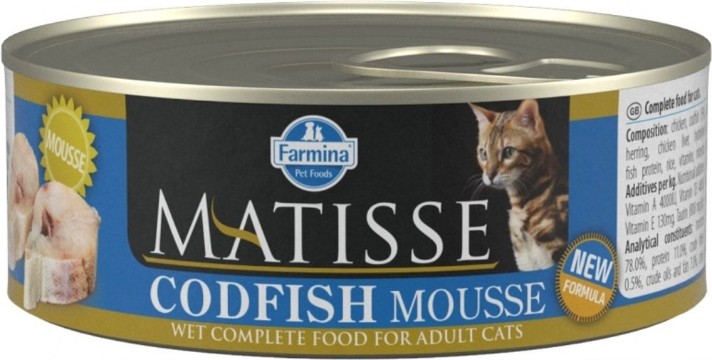 Консервы Farmina Matisse Cat Adult Mousse мусс для взрослых кошек с треской 85 г