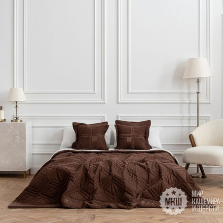Покрывало с вышивкой в спальню БРИДД (арт. BL02-306-05) - коричневое