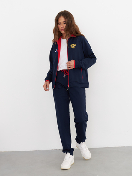 Костюм Классика однотонный на молнии женский (вышивка)