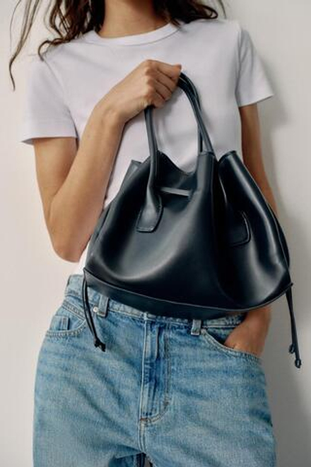 ZARA ГОРОДСКАЯ СУМКА СО СБОРКАМИ, СИНИЙ