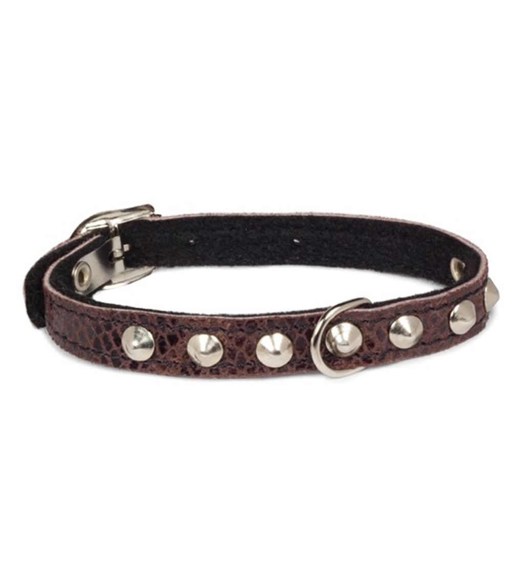 Ошейник-мини на синтепоне с украшением кожаный, 12*250мм, Gamma