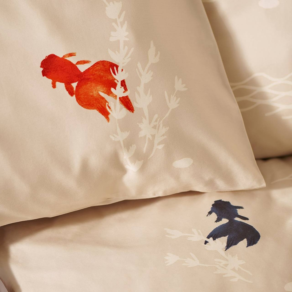 Комплект из сатина ФОСТА наволочка + пододеяльник 1,5-сп | бежевый с принтом