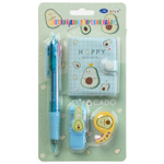 Канцелярский набор Basir с цветным текстовыделителем, 3-ех цветной ручкой, скотчем и блокнотом, серия "Авокадо", ассорти, 19.7*11 см