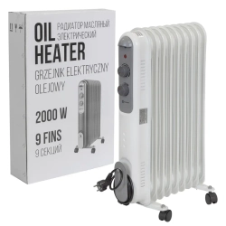 Радиатор масляный электрический (220-240V,50/60Гц,2000Вт,9 секций 11х58см,3 режима нагрева,защ. от перегрева,40х24х62.5см) FORCEKRAFT FK-YL-B14E-9