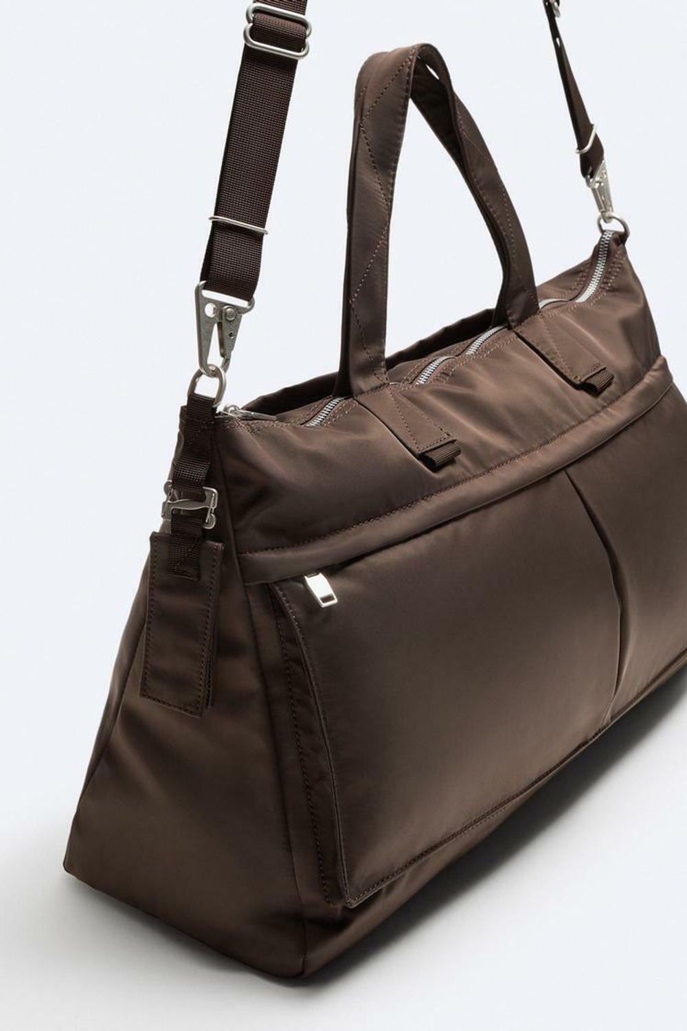 ZARA СУМКА ИЗ НЕЙЛОНА, КОРИЧНЕВЫЙ