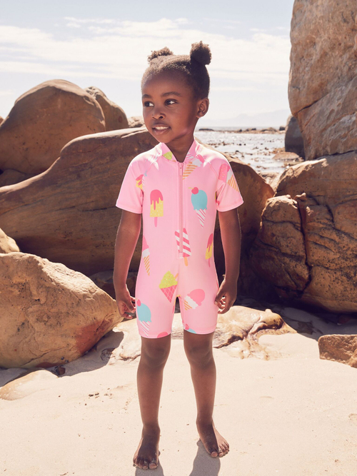 Купальник слитный на молнии для девочки Next AB7-029, Розовый