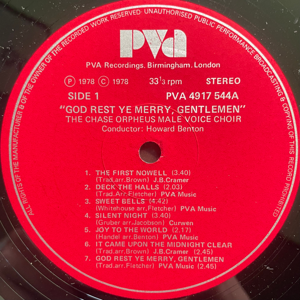 Chase Orpheus Male Voice Choir ‎– God Rest Ye Merry, Gentlemen (Англия 1978г.)