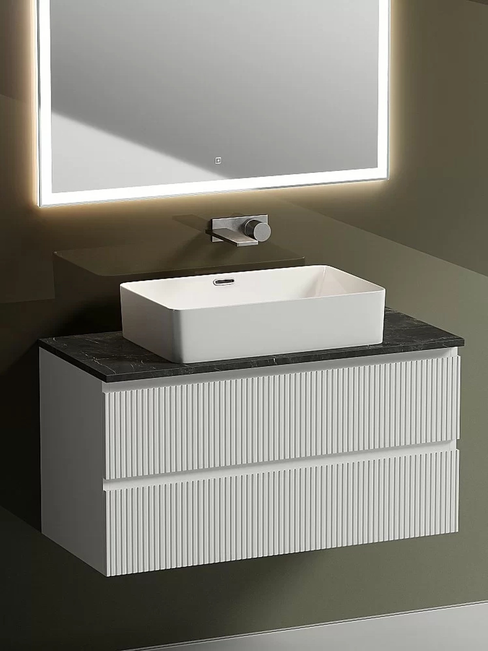 Тумба с раковиной Sancos SNOB T 100 со столешницей, белая матовый
