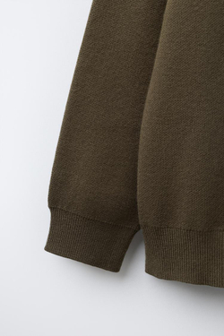 ZARA ОДНОТОННЫЙ СВИТЕР, ТЕМНЫЙ ХАКИ