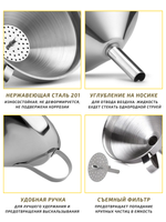 Воронка 11 см нерж 201 сталь толщина 0,52мм, CGPRO