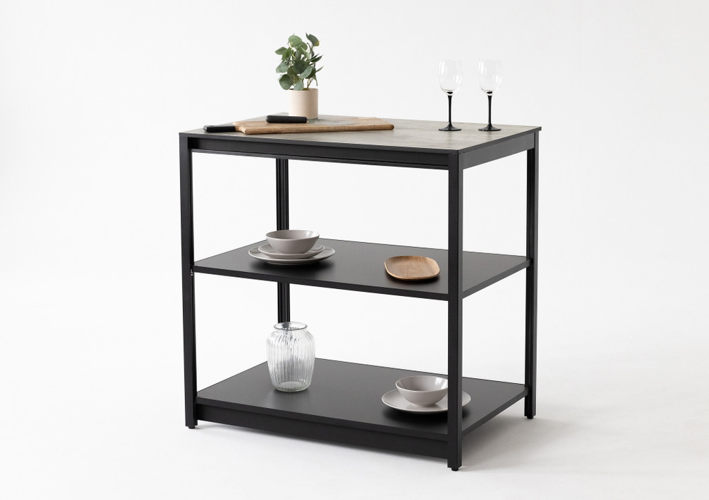 Cтол разделочный Lounge B-01, 90 см, черный/серый каспий