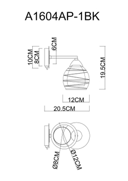 Бра Arte Lamp Ginevra A1604AP-1BK