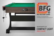 Бильярд BFG Compact Light 6 (Анкор+черный) (РП, анкор/черный (ЛДСП), ЛДСП_16, Сукно Euro Pro 30 ш1.98м, Х/б сетка)