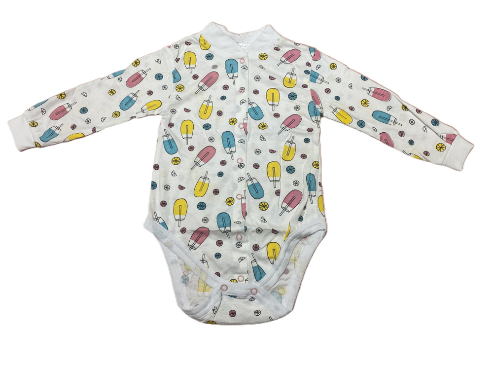 Боди с длинным рукавом на кнопках из кулирки (100% хлопок) на рост 86 см