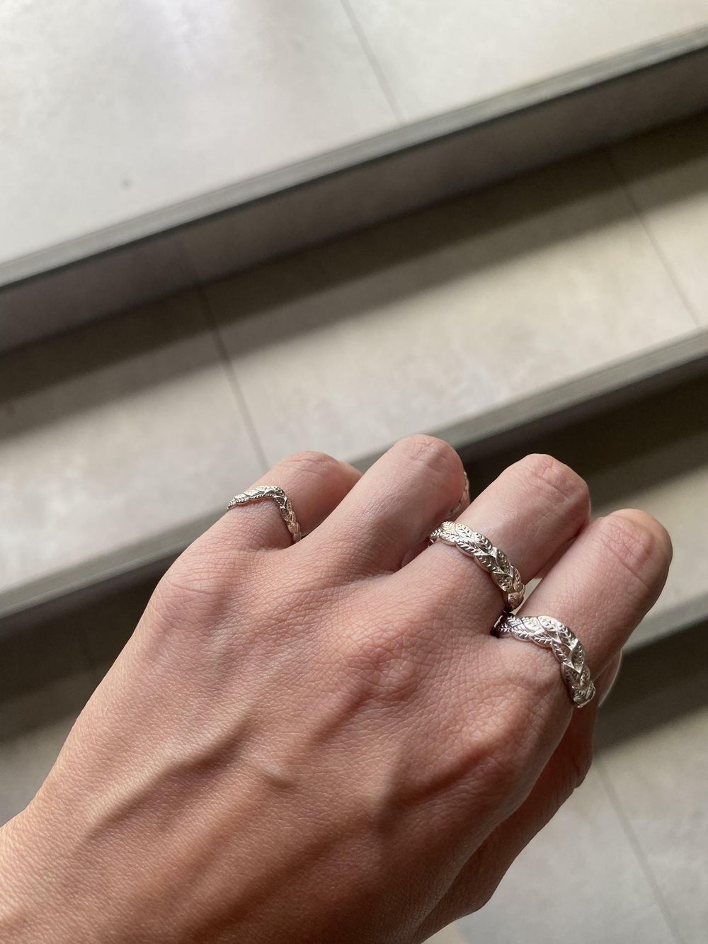 Кольцо фаланговое лавровая веточка Diadema mini (прямое)