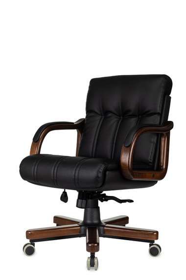 Кресло руководителя Бюрократ T-9932W-LOW-Eco черный эко.кожа низк.спин. крестов. металл/дерево