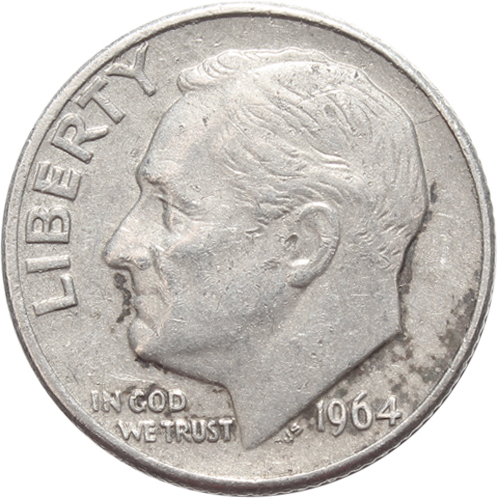 1 дайм (10 центов) 1964. (D) США Серебро VG