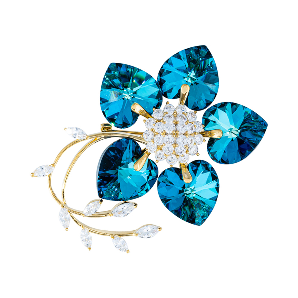 Брошь Fiore Luna Цветок Swarovski crystal + Zircon XR10675F BL/G