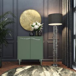 Комод Арт Колор matte Классик Сильвер с 2 полками Зеленый нефрит матовый