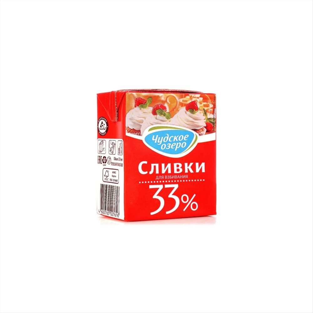 Сливки натуральные &quot;Чудское озеро&quot; 33%, (200мл)